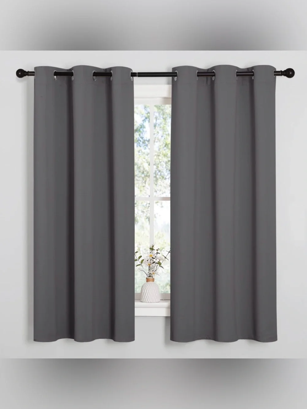 Charcoal Gray Grommet Blackout Curtains
